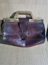 Borsa Bauletto Vintage In Cuoio Rara Antica