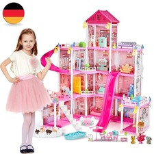Casa delle bambole XXL 4 piani casa delle bambole casa da gioco villa di città set con mobili luce LED