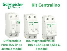 KIT CENTRALINO SCHNEIDER DIFFERENZIALE SALVAVITA 25A + 2 MAGN. 10A -16A 2 MODULI
