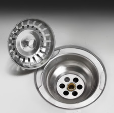 Tappo Filtro Scarico lavello, Cestello Fermarifiuti in Acciaio 78 mm. Conf. 2pz