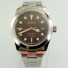 Orologio da polso uomo automatico Parnis cassa acciaio 40 mm quadrante caffè vetro zaffiro 