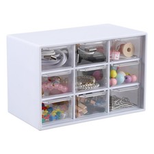 Mini Cassetti Portaoggetti, Scrivania in Plastica per Insegnanti con 9 Cassetti, Bianco