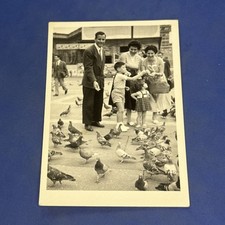 BIMBI GIOCANO CON PICCIONI COLOMBI - FOTO Vintage Bianco e nero