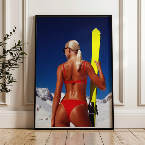 Retro sci ragazza - sci, art
