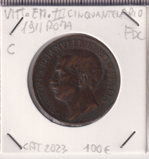 Moneta Vittorio Emanuele III 10 Cent Cinquantenario 1911 Cat. Gigante 2023 100€