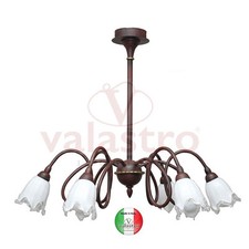 Lampadario a soffitto in ferro battuto 6 luci vetro murano Doge Made in Italy