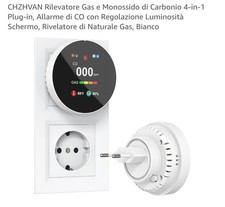 Rilevatore Gas Monossido di Carbonio 4-in-1 Plug-in Allarme di CO Gas Naturale 