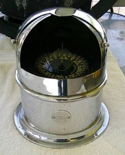 DANFORTH/WHITE CONSTELLATION COMPASS, CHROME/BRASS BINNACLE, 4.5" card, Exc. con