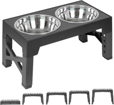 FOREYY Ciotole Rialzate Regolabili per Cani Con 2 Ciotole, 5 Altezze, Supporto A