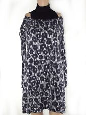 Abito Mini Donna Taglia M Medium Blu Stampa Floreale Corto Stretch Manica Lunga