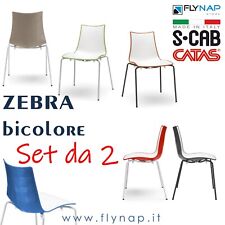 SCAB DESIGN SET da 6 SEDIE CASA BAR PRANZO ZEBRA BICOLORE 4 GAMBE VERNICIATE