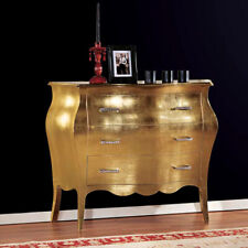 Comò bombato 3 cassetti Foglia oro maniglie luxury