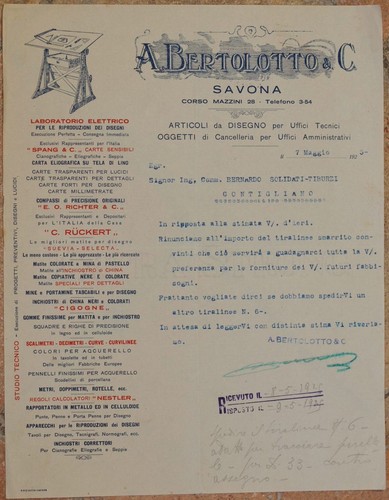 Lettera ditta bertolotto - ditta, a.