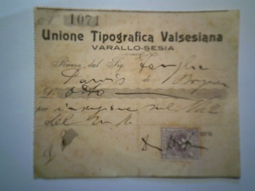Ricevuta unione tipografico - ,