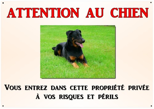 Plaque métal chien beauceron - chien,