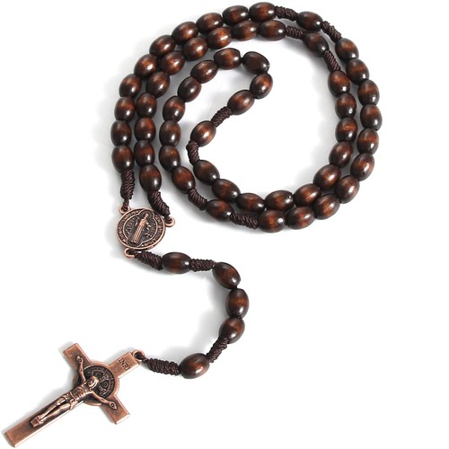Collana rosario legno fatto - rosario,