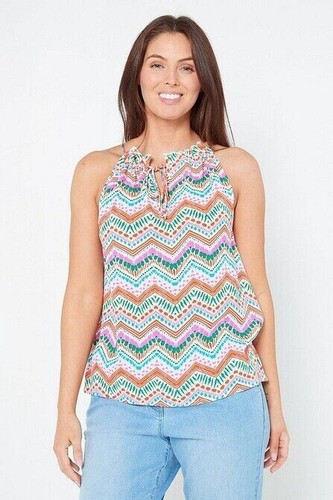 Top smanicato multicolore
