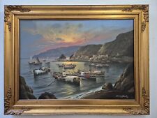 Mario Galanti, "Preparativi per la pesca", 1982 - olio su tela, Con Cornice