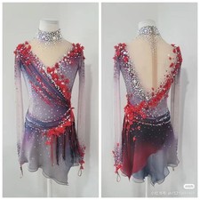 vestito competizione pattinaggio figura ghiaccio ginnastica costume danza vestito tintura