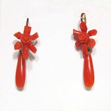 Red Coral Gold Earrings