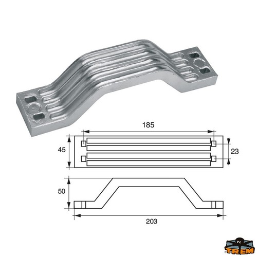 Anodo zinco barra trim - in,