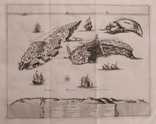 1725 Van der Aa Pianta Veduta Isole Tremiti Tremitane Olim Diomedeae Insulae