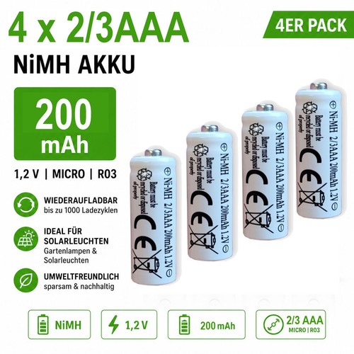 3aaa nimh 200 mah 2 - nimh, 1,2