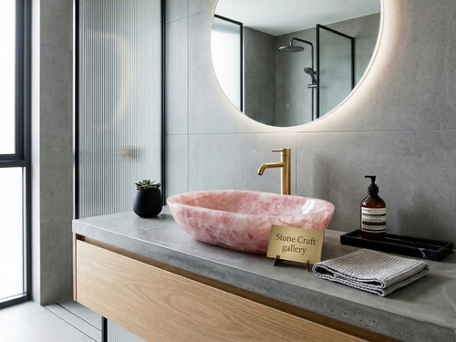 Lavabo vetro quarzo rosa - in,