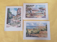 CARTOLINE tre di paesaggi Marche acquarelli di Gino Frattini non viaggiate