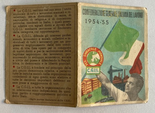 Tessera l 1954 - c.g.i.l,