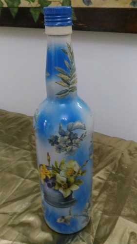 Bottiglia decoupage decorata