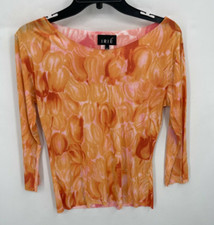 Camicetta Irie donna media arancione rossa Artsy Swirl manica lunga scollo a scoop top