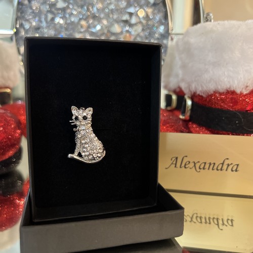 Spilla gatto tono argento