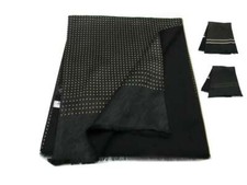 Sciarpa nera a pois beige ghiaccio double seta lana uomo sciarpe eleganti
