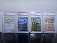 Lotto 4 Carte (PSA 9) EEVEE + VAPOREON + JOLTEON + FLAREON Pokeball Reverse JAP 