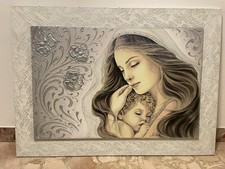 Capezzale quadro moderno tela sacro " Maternità " Madonna con Bambino montmartre