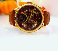 Portas PS20I-9730-01 orologio scheletrico meccanico 17Jewels carica manuale 5ATM fondo a vista