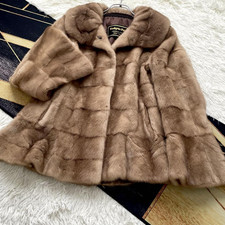 Cappotto pelliccia ritagliata visone pastello Taehyun vera pelliccia righe orizzontali 2XL-3L morbido