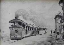 Pietro MORANDO (Alessandria 1889–1980) TRENINO opera STORICA splendida anno 1930