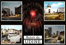 Cartolina Udine vedute fuochi artificiali timbro targhetta 1965