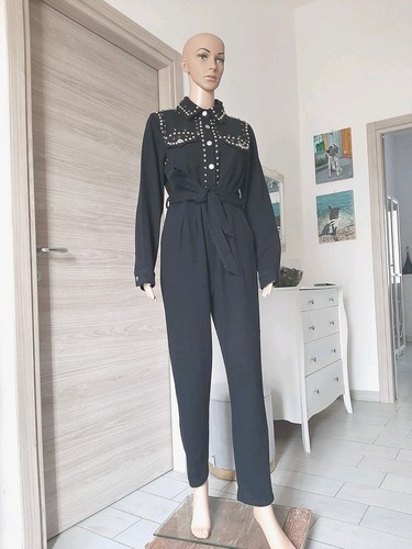 Tuta jumpsuit jeans denim nera - tuta,