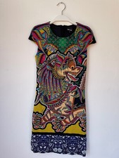 Abito smanicato Just Cavalli Donna XS Nero Stampa Orientale MulticolorePre Owned