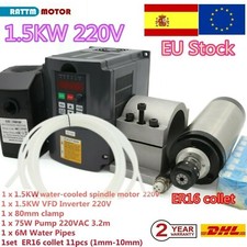 1.5KW Water Cooled CNC Spindle Motor ER16+ VFD Drive 220V+Mount+Pump+Collets【IT】