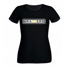 Maglietta donna BRAZZERS pornhub youporn bianca o nera 100% Cotone