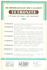 1935 ca SOCIETA' NEOBIT Tetronite impermeabilizzante *Volantino pubblicitario