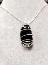Collana Ossidiana nera Ciondolo Pendente Cristallo quarzo chakra Nero Pietra Lav