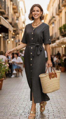 Vestito lungo marrone estivo