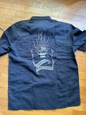 camicia vintage harley davidson nera fiamme teschio M