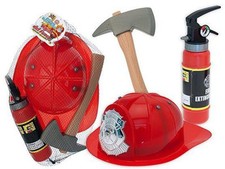 Set Pompiere Bambino con Casco Rosso e Accessori Cappello da Vigile del Fuoco Te