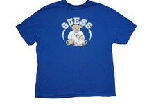 Guess Originals Blue Teddy Bear Graphic T-Shirt - Size L - Streetwear 1981 Logo